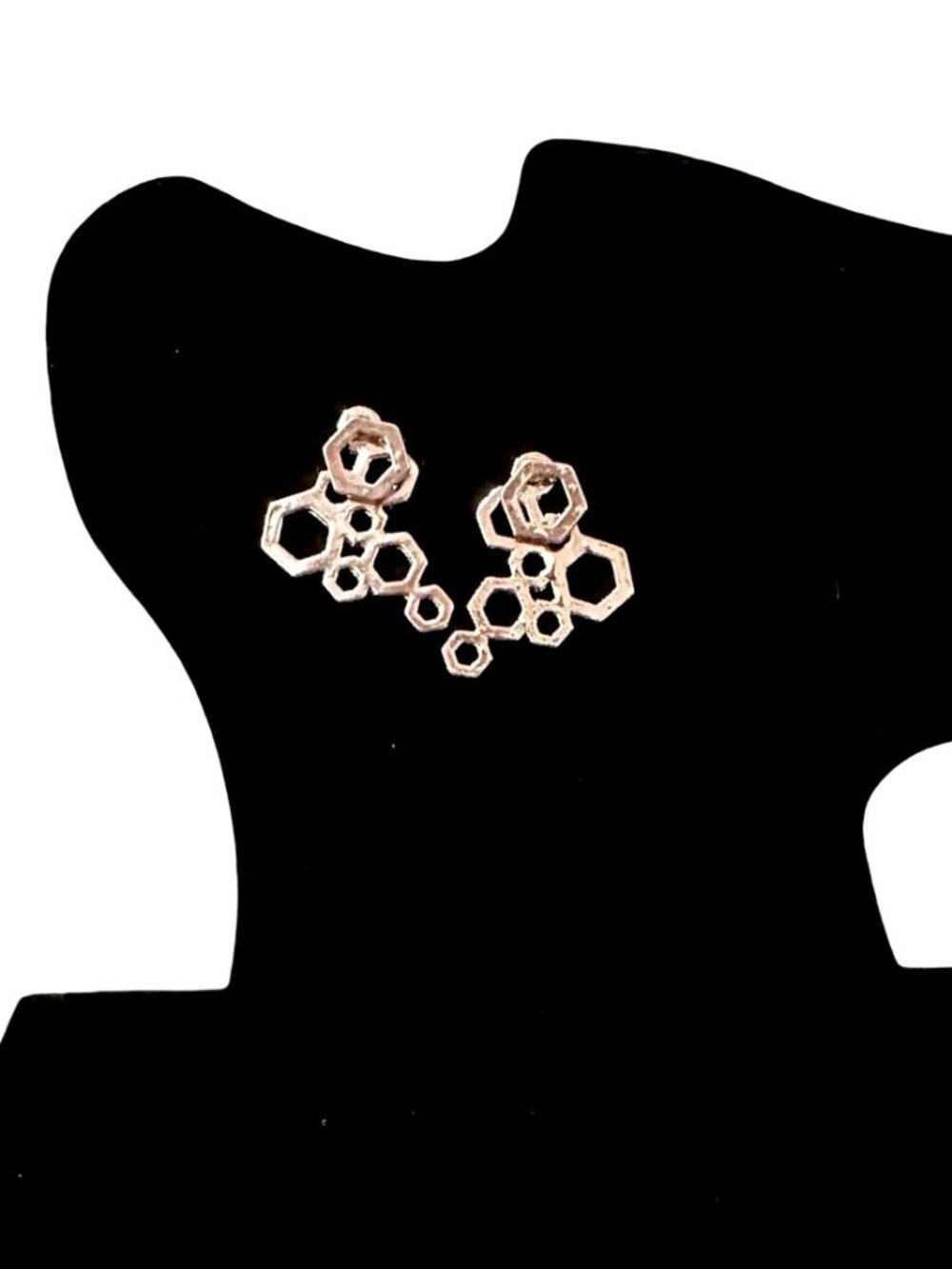Hexagon Cluster Silver Tone Stud Earrings Geometric Design Modern NWOT